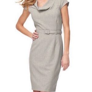 New Calvin Klein Light Gray Cowl-Neck Sheath Midi Dress